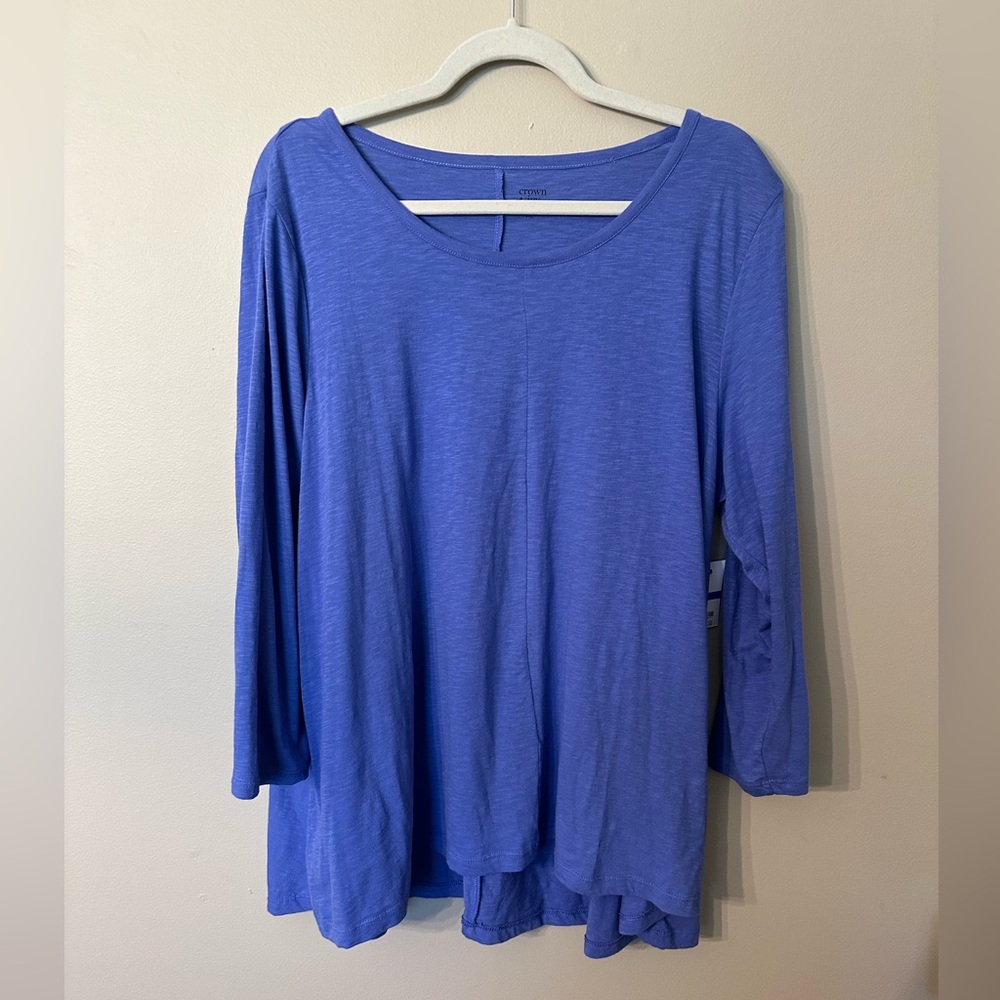 NWT, Crown & Ivy, Blue, Long Sleeve Tee, Size XL, Excellent New Condition